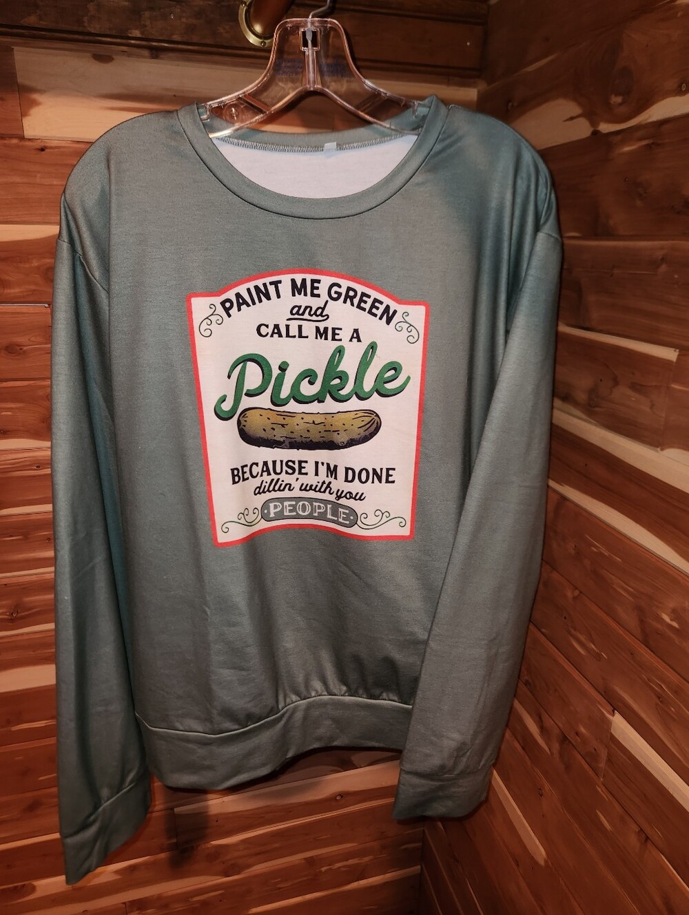 Paint Me Green Pickle Graphic Sweatshirt - Sage Green